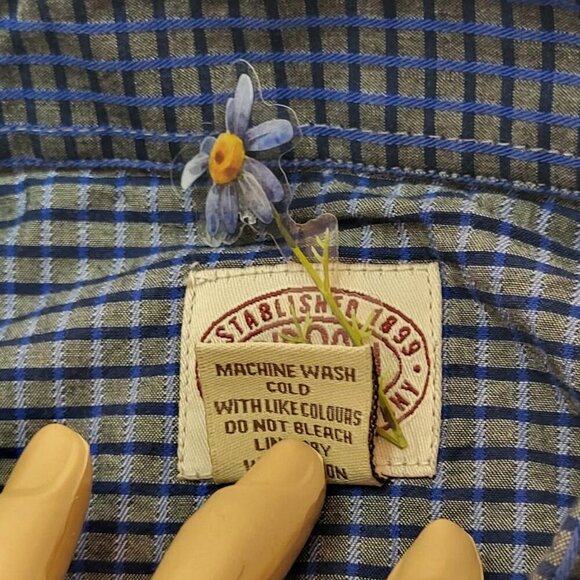 Gibson, Not Worn, Men's White and Blue Seersucker Shirt, 100% Cotton, Size L - Picture 6 of 7